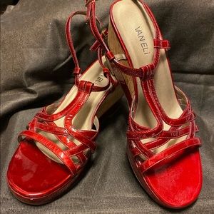 Vaneli Candy Apple Red Cork Wedges